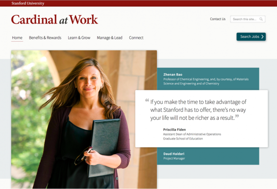 Screenshot of Cardinal at Work homepage