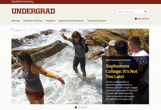 Screenshot of Undergrad.stanford homepage